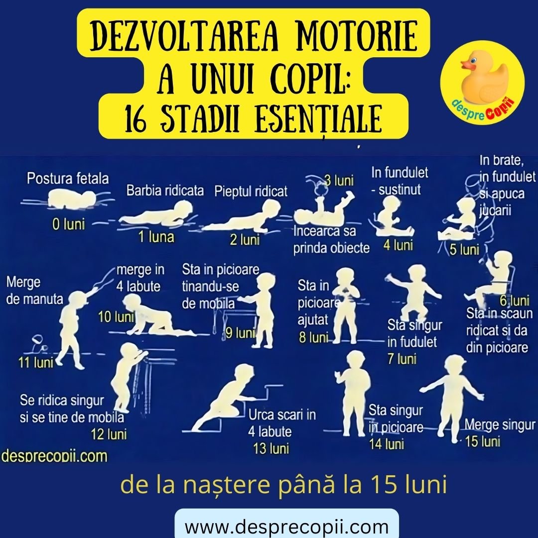 dezvoltarea motorie a bebelusului stadii 