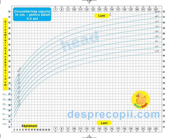 capul bebelusului grafic crestere