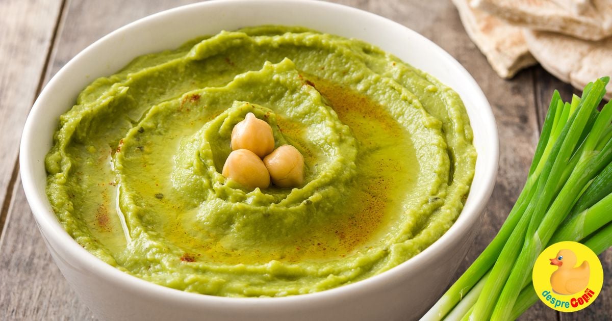 Hummus cu ceapa verde