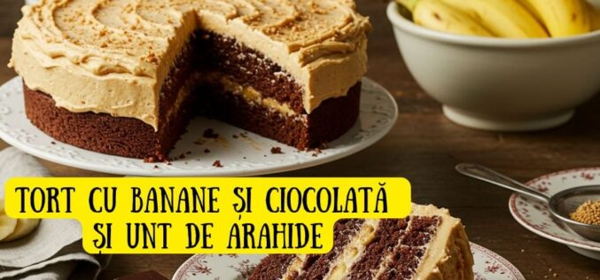 Tort cu banane, unt de arahide și ciocolată – un desert sănătos și hrănitor pentru întreaga familie